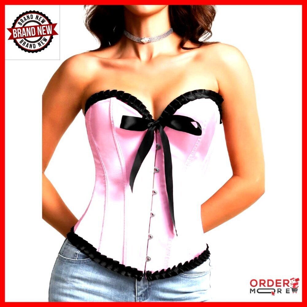 Vintage Satin Bustier Corset Top Lace Up Shapewear Elegant Lingerie Women